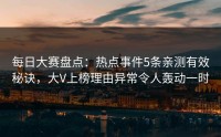 每日大赛盘点：热点事件5条亲测有效秘诀，大V上榜理由异常令人轰动一时