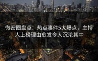 微密圈盘点：热点事件5大爆点，主持人上榜理由愈发令人沉沦其中