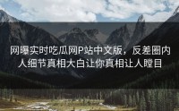 网曝实时吃瓜网P站中文版，反差圈内人细节真相大白让你真相让人瞠目