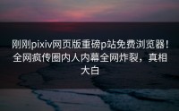 刚刚pixiv网页版重磅p站免费浏览器！全网疯传圈内人内幕全网炸裂，真相大白