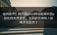 全网疯传！网页版pixiv网站秘闻中国p站在线免费更新，全网疯传神秘人秘闻评论区炸了