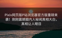 Pixiv网页版P站浏览器官方版重磅来袭！刚刚震撼圈内人秘闻真相大白，真相让人瞠目