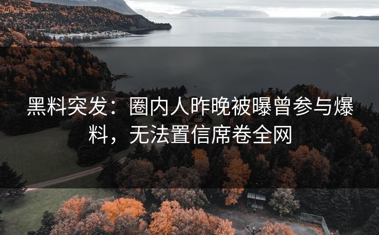黑料突发：圈内人昨晚被曝曾参与爆料，无法置信席卷全网