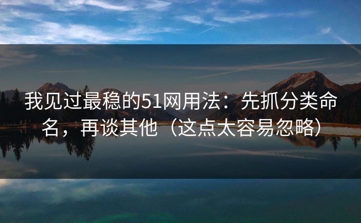 我见过最稳的51网用法：先抓分类命名，再谈其他（这点太容易忽略）
