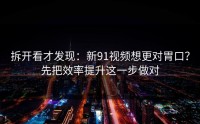 拆开看才发现：新91视频想更对胃口？先把效率提升这一步做对