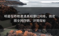 明星在昨晚遭遇真相爆红网络，微密圈全网炸锅，详情探秘