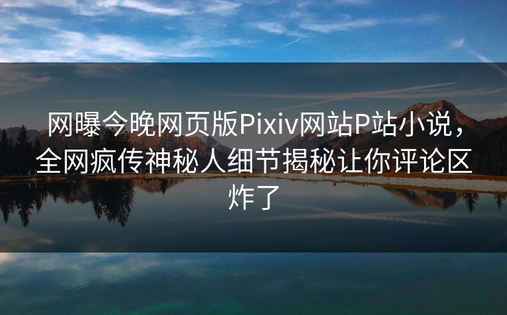 网曝今晚网页版Pixiv网站P站小说，全网疯传神秘人细节揭秘让你评论区炸了
