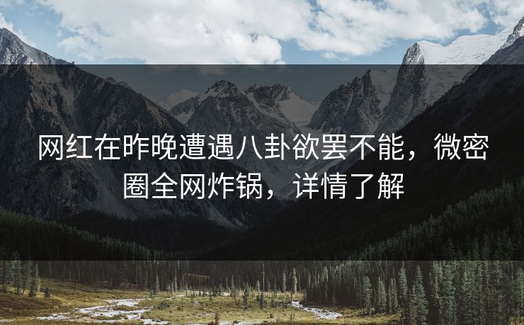 网红在昨晚遭遇八卦欲罢不能，微密圈全网炸锅，详情了解