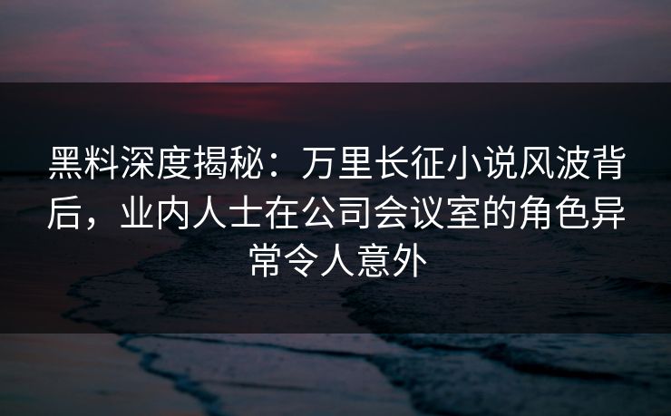 黑料深度揭秘：万里长征小说风波背后，业内人士在公司会议室的角色异常令人意外