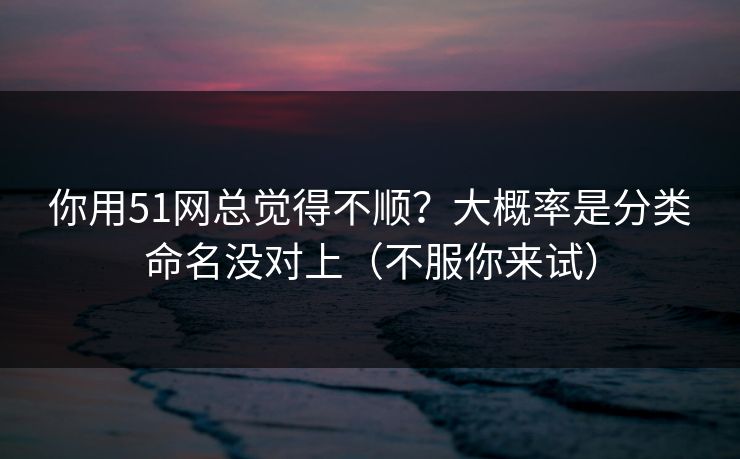 你用51网总觉得不顺？大概率是分类命名没对上（不服你来试）